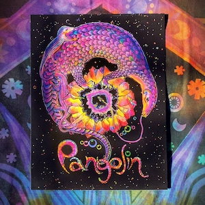 Pangolin Art- Rainbow Pangolin- Pangolin Illustration- Kids Room Decor- Classroom Decor- Rainbow Dragon-Last Chance Earth