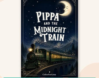 Kids Coloring Book: Train Bedtime Story, Pippa and the Midnight Train, Printable PDF