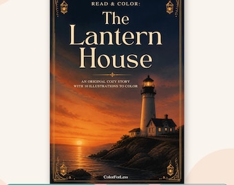 The Lantern House: Adult Coloring Book and Coastal Novella, Read and Color, Printable PDF