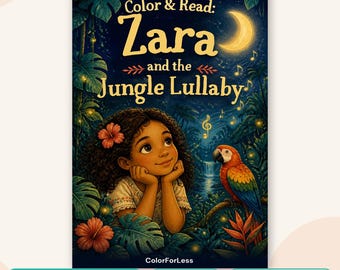 Kids Coloring Book: Jungle Animal Bedtime Story, Zara and the Jungle Lullaby, Printable PDF