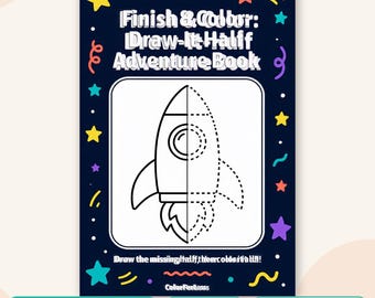 Kids Coloring Book: Finish the Picture, 23 Guided Tracing Scenes, Ages 4-8, Printable PDF