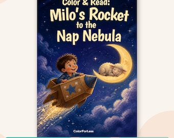 Kids Coloring Book: Space Bedtime Story, Milo's Rocket to the Nap Nebula, Printable PDF