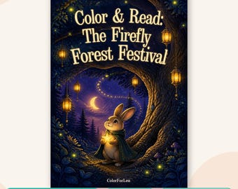 Kids Coloring Book: Woodland Bedtime Story, The Firefly Forest Festival, Printable PDF