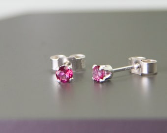 Pink Topaz Studs, November Birthstone Earrings, Pink Topaz Earrings, Sterling Silver Stud Earrings