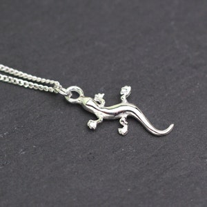 Sterling Silver Lizard Necklace, Silver Gecko Necklace, Silver Lizard Charm, Silver Lizard Pendant
