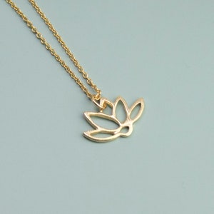 Gold Lotus Necklace, Gold Lotus Pendant, image 2