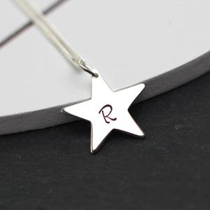 Silver Star Necklace, Personalised Star Necklace, Star Necklace, Star Initial Necklace, Custom Star Necklace
