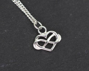 Infinity Heart Necklace, Sterling Silver Heart Necklace