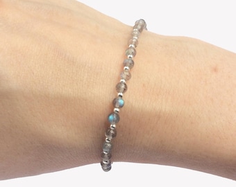 Labradorite Bracelet, Silver Labradorite Bracelet, Labradorite Bead Bracelet