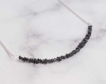 Raw Diamond Necklace, Black Diamond Necklace, April Birthstone Necklace, April Birthday Gift
