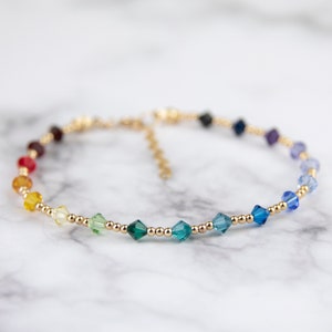 Rainbow Swarovski Bracelet, Swarovski Rainbow Bracelet, Gold Rainbow Bracelet, Swarovski Crystal Bracelet, Crystal Rainbow Bracelet