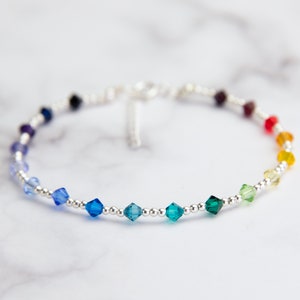 Rainbow Bracelet, Austrian Crystal Rainbow Bracelet, Silver Rainbow Bracelet, Crystal Bracelet, Crystal Rainbow Bracelet