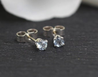 Aquamarine Earrings, Aquamarine Studs, Sterling Silver Aquamarine Stud Earrings, March Birthstone Earrings