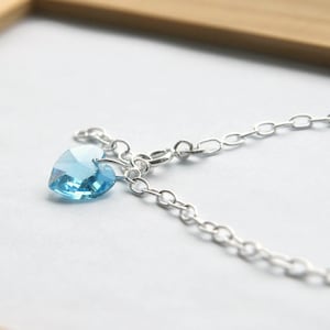 March Birthstone Bracelet, Blue Swarovski Heart Bracelet, Aquamarine Heart Bracelet, Something Blue Bracelet, Simple Heart Bracelet