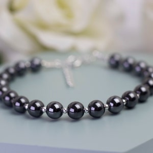 Hematite Bracelet, Hematite Bead Bracelet, Gemstone Bracelet, Confidence Bracelet, Study Bracelet, Balance Bracelet