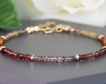 Garnet Bracelet, Gold Garnet Bracelet, Multicoloured Garnet Bracelet, Multicoloured Gemstone Bracelet, Autumn Bracelet