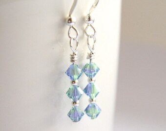 Blue Drop Earrings, Green Drop Earrings, Blue Crystal Earrings, Green Crystal Earrings, Swarovski Blend earrings, Lavender Earrings