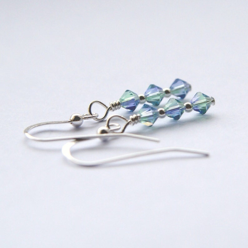 Blue Drop Earrings, Green Drop Earrings, Blue Crystal Earrings, Green Crystal Earrings, Swarovski Blend earrings, Lavender Earrings image 3