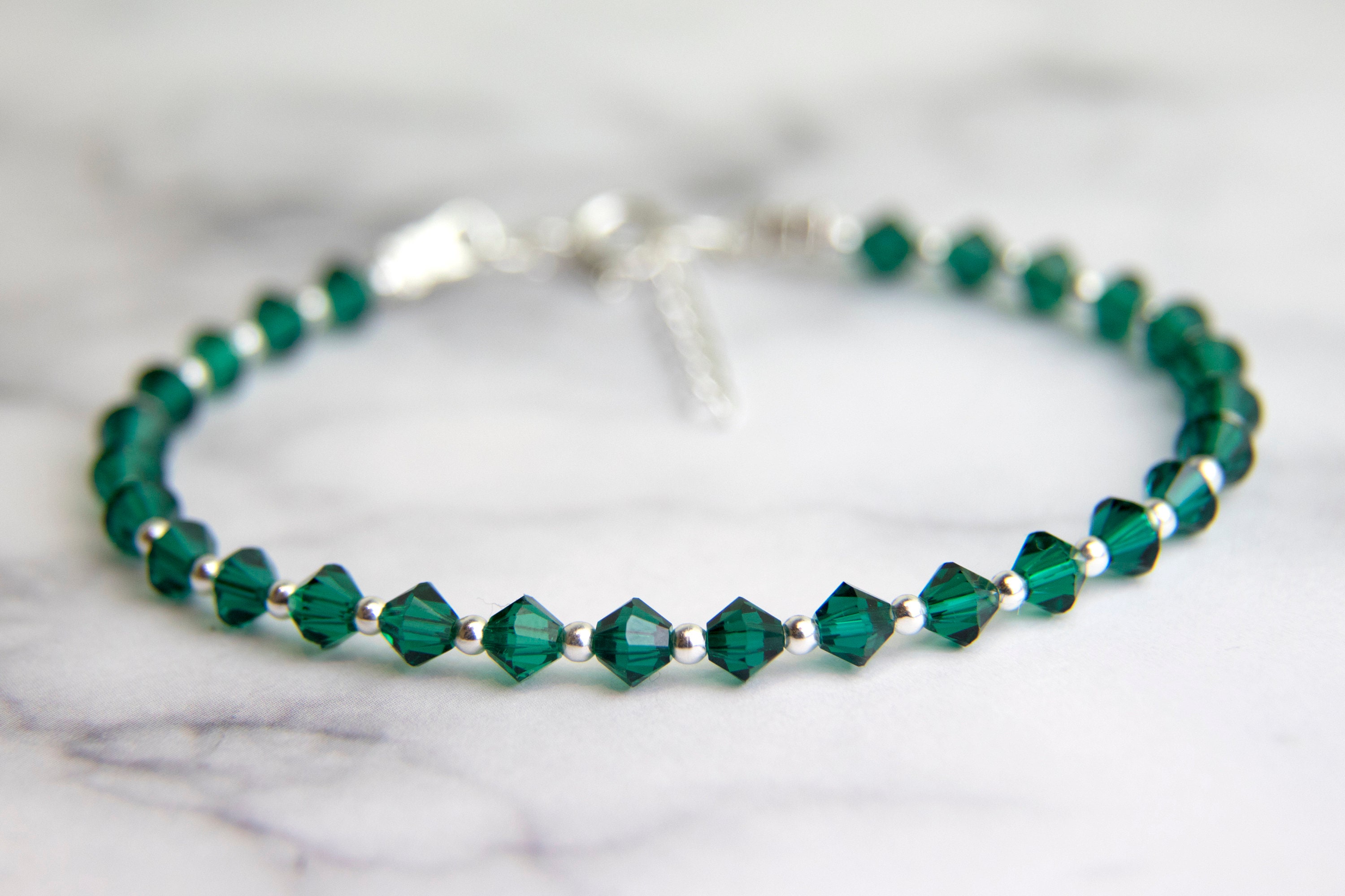 Green Crystal Bracelet Green Swarovski Bracelet Green | Etsy