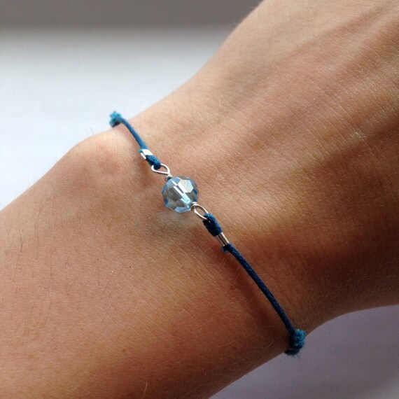 Items similar to Simple Crystal Cord Bracelet, Cord Stacking Bracelet