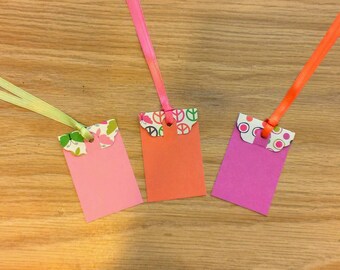 Gift Tags with Ribbon Ties Set of 3, Hang Tags, Price Tags, Note Tags, Earring Cards, pretty on front and back