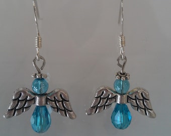 Pendientes de ángel con cuentas, pendientes de ángel, pendientes colgantes