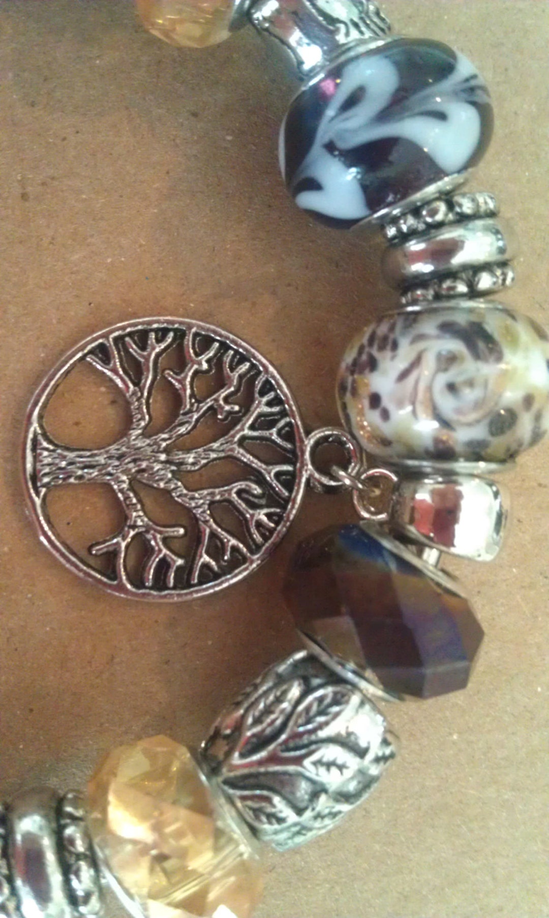 Bracelet With Large-hole Beads and Tree of Life Charm, OOAK, Bracelet ...