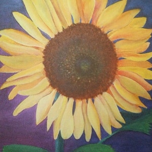 Funflower ACEO, zonnebloem, kunstenaar Card, ondertekend Art Trading Card afbeelding 2