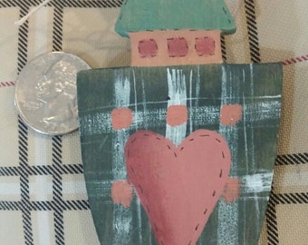 Country Ark Pin or Magnet with Heart and Cardinal