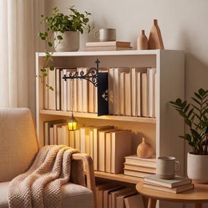 Mini Bookshelf Lantern Light, Hanging Shelf Lamp, Book Nook Decor, Cozy Reading Corner Lighting, Library Shelf Accent, Vintage Home Gift