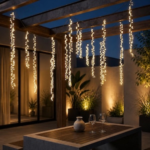 Waterfall Fairy Lights – Warm White Curtain String Lights for Wedding, Backdrop, Bedroom & Event Decor