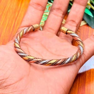 Pure Ashtadhatu, Copper Brass Silver Healing Bangle, Cuff, Bracelet, Jewelry, Spiritual Bangle for Kriya Astrological purposes, Domed
