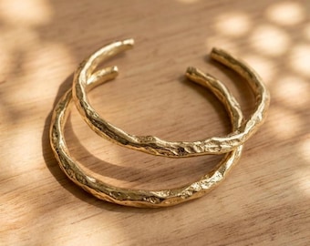 Armband aus massivem Messing, verstellbares schlichtes Messingarmband im Boho-Stil