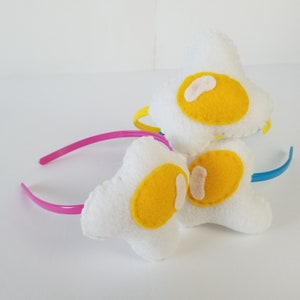 Sunny Side Up Egg Headband Felt Plush Accessory Shiny