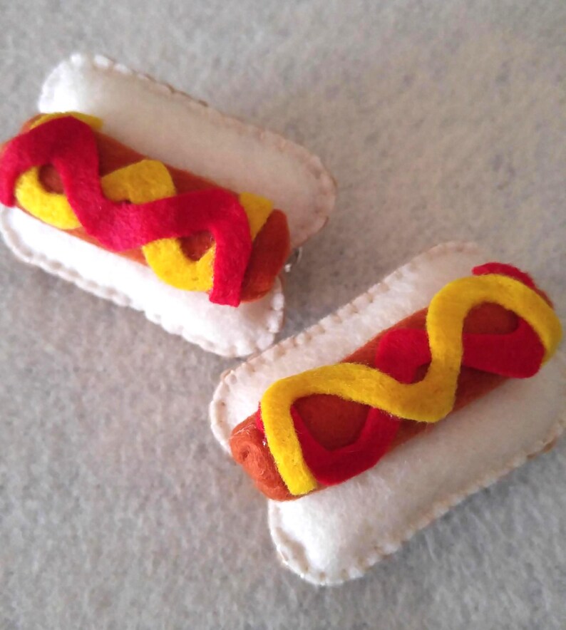Hotdog Hair Clip Ketchup and Mustard Cute Felt Hotdog Plush Etsy