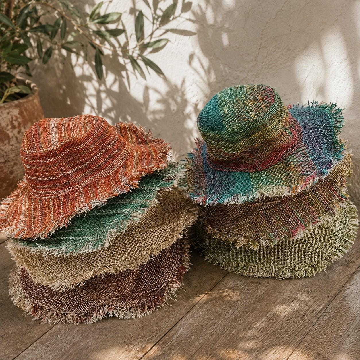 Raw Edge Straw Hat - Etsy
