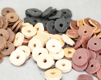 Leather Washers Round Circle Circular Leather Buttons Leather Craft Interfacing