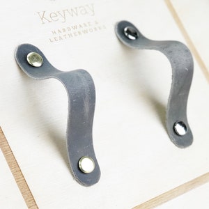 gray Leather furniture handles, leather drawer pulls knobs, leather cabinet handle,  cabinet upgrade leather knobs nursery decor SAGE