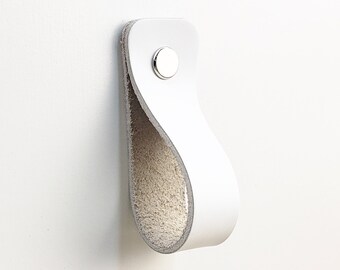 Weißer Leder Schubladenknauf: Moderner Möbelgriff, Gold/Silber Metallwaren