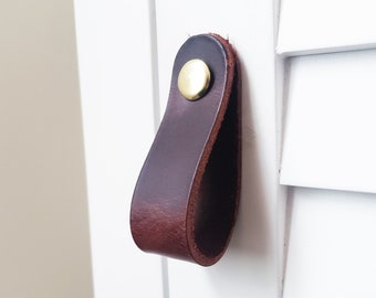 Leather drawer handles, leather cabinet pulls Leather knob leather drawer pulls Leather furniture handles Scandi MCM Hardware  hack diy