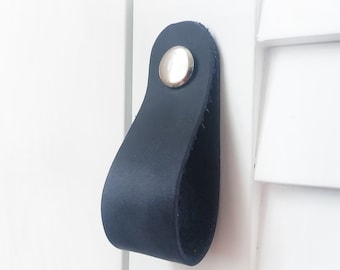 navy Leather drawer pulls leather handles  dresser dark blue leather knobs nursery cabinet hardware drawer door cabinet handles - NAVY