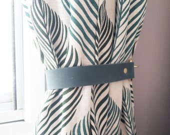 Green Leather Curtain Tie Backs: MCM Scandi Window Treatment