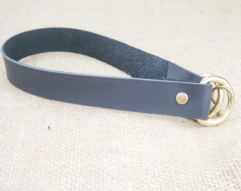 Black Leather Curtain Tieback: Mid-Century Modern Window Tie