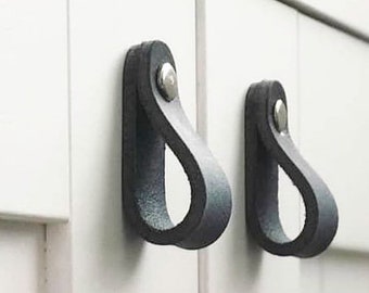 leather handles leather pulls nursery drawer pull black Leather Knobs leather  Handle Cupboard Handles Wardrobe handles knob pulls decor