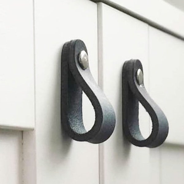 leather handles leather pulls nursery drawer pull black Leather Knobs leather  Handle Cupboard Handles Wardrobe handles knob pulls decor