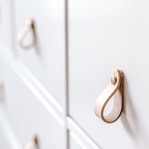 Leather drawer and cabinet Pulls, Handles & Knobs - hardware Upgrades for diy projects, furniture refinishing and furniture flipping mcm