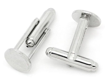 10 Silver Plated Square CUFF LINKS Blanks fits 10mm Square fin0622 CUFFLINKS