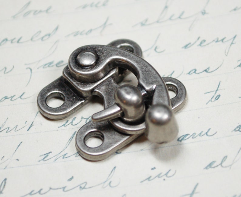 Small Swing Clasp Antiqued Brass Hardware - Steampunk Closure for Leatherworking image 4