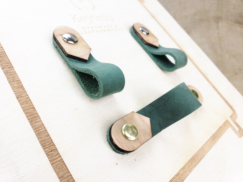 Wood drawer pulls leather drawer pulls west coast modern boho Etsy