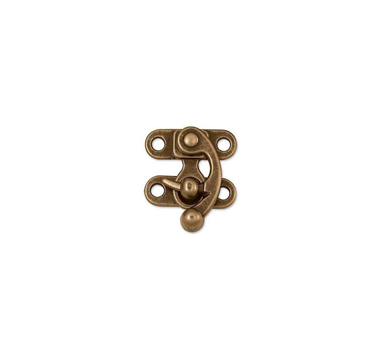 Small Swing Clasp Antiqued Brass Hardware - Steampunk Closure for Leatherworking image 1